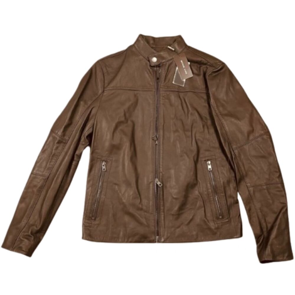 NWT Michael Kors Brown Leather Jacket/Coat Men’s Small